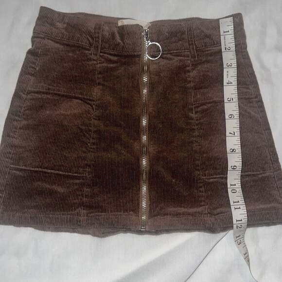 Altar'd State Brown Corduroy Zip-Front Cottage Core Mini Skirt-XS - Picture 4 of 6